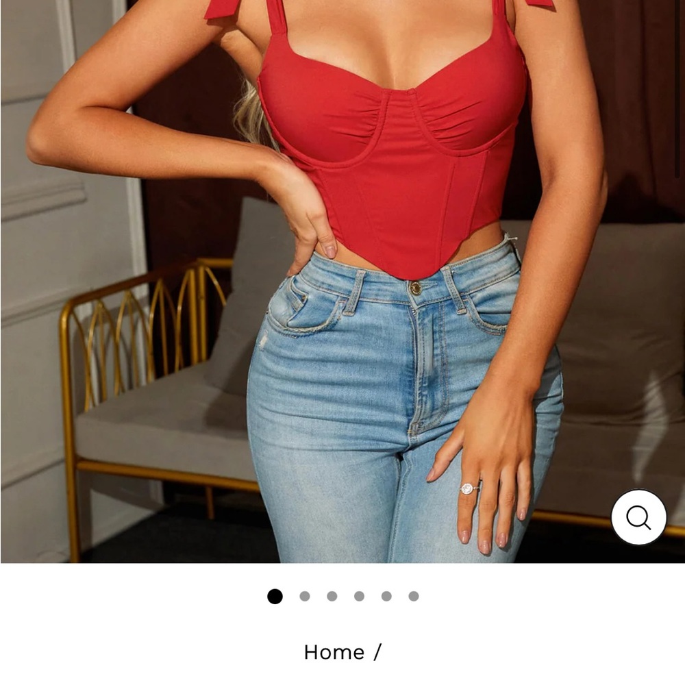 Red Sleeveless Bustier Bodysuit